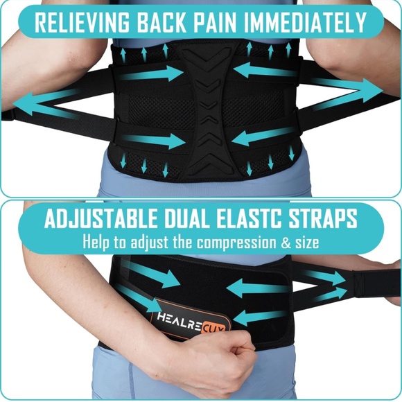 Back Brace for Lower Back Pain Relief with 7 Stays, Back Support Belt with Adjus - Picture 4 of 7